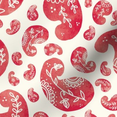 Paisley Watercolor red