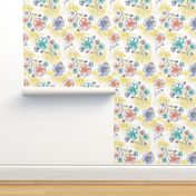 Brilliant  Blooms - Vintage Watercolor Floral Yellow