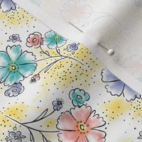 Brilliant  Blooms - Vintage Watercolor Floral Yellow