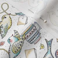 Twittering Tea Party - Watercolor Birds