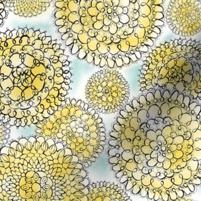 Delightful Doilies - Feminine Lace Yellow & Blue