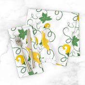White and yellow floral vines, Autumn botanical