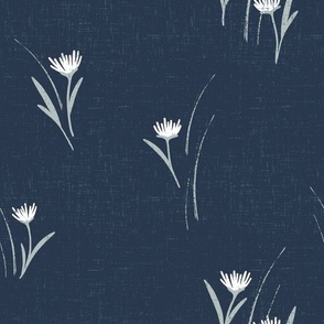 Simple Floral on Navy - Large Scale