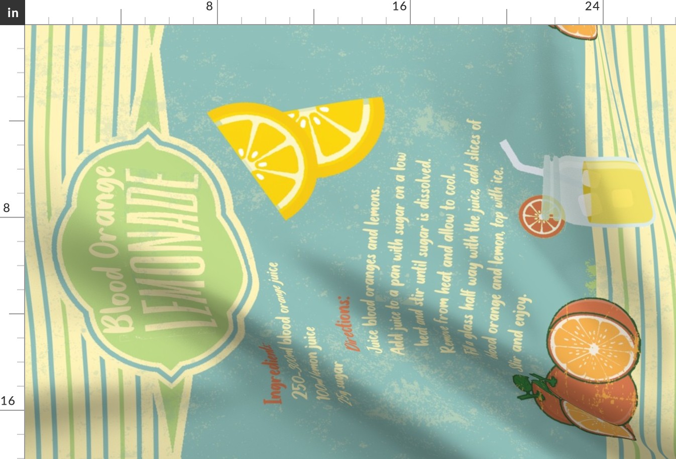 Blood Orange Lemonade Recipe Tea Towel