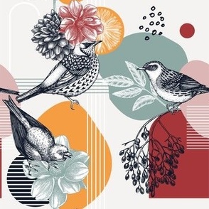 Autumn birds collage