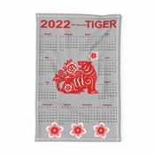 The Year of the Tiger 2022 Tea Towel Wall Hanging Calendar
