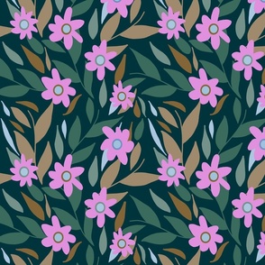 Wandering Floral Pink on Green Remix 