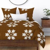African Rhino Snowflake on Brown for Pillow