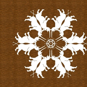 African Rhino Snowflake on Brown for Pillow