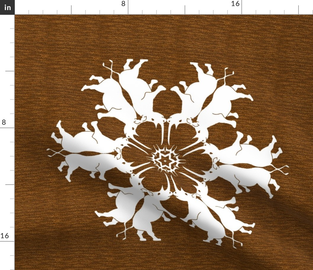 African Rhino Snowflake on Brown for Pillow