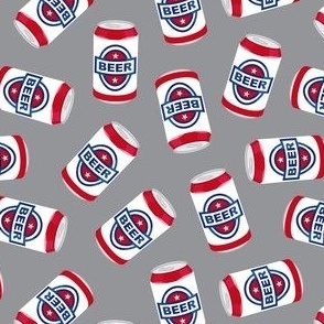 beer cans - red on grey  - LAD21