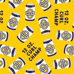 12 oz curl champ - beer cans - yellow -  LAD21