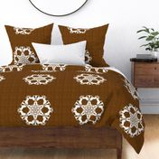 African Lion Snowflake on Brown for Pillow