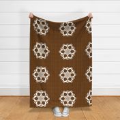 African Lion Snowflake on Brown for Pillow