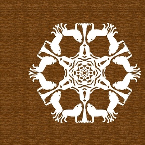 African Lion Snowflake on Brown for Pillow