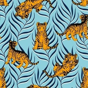 Tiger Cubs (Blue and Marigold Palette)