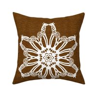 African Giraffe Snowflake on Brown for Pillow