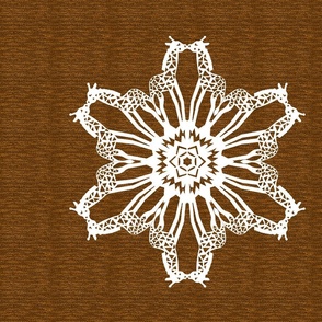 African Giraffe Snowflake on Brown for Pillow