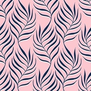 Palm Leaves (Pink and Navy)