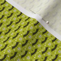 Night Creatures - Halloween Bats and Spiders Lime Green Black Ditsy Scale