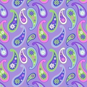 Purple & lime paisley small scale