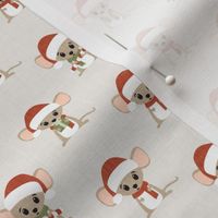 (small scale) Christmas Mouse - cute holiday mice - cream - LAD21