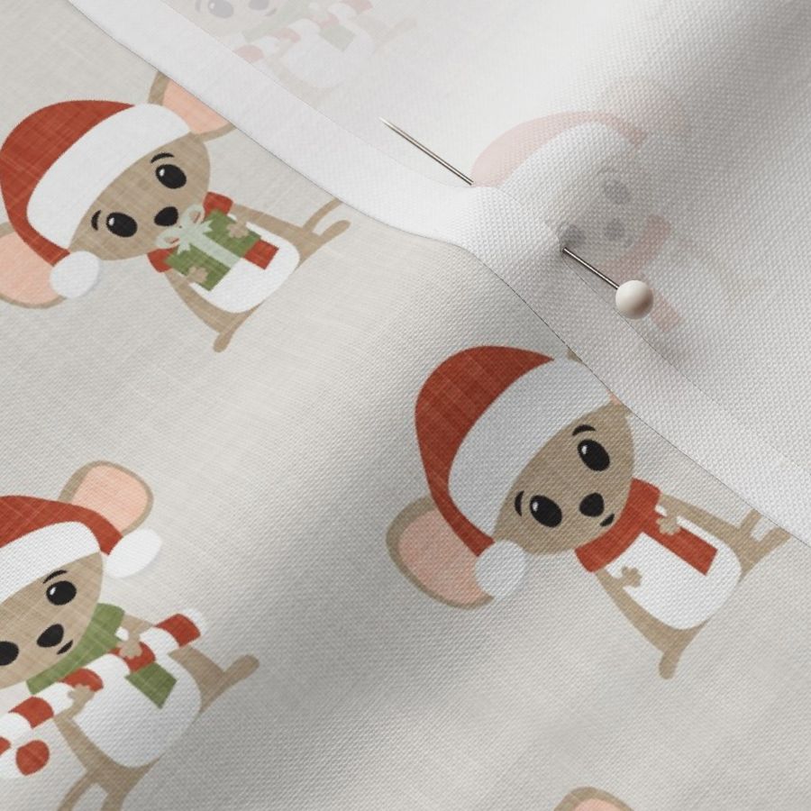 Christmas Mouse - cute holiday mice - cream - LAD21