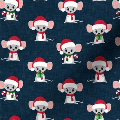 Christmas Mouse - cute holiday mice - blue - LAD21