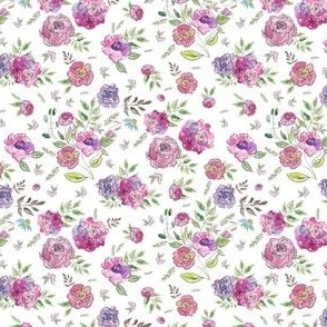 Doodle Florals in Pink and Purple White Back