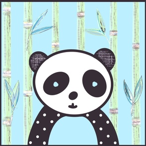 (Jumbo) Polka Dot Panda Bamboo on Baby Blue