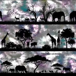 Safari animals tie dye grey medium
