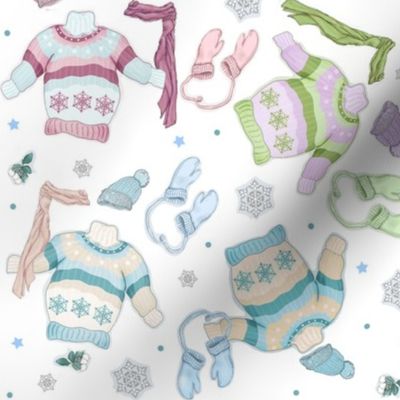 Sweaters Mittens And Snowflakes