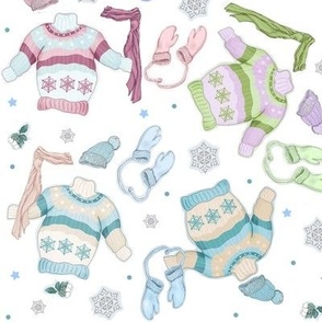 Sweaters Mittens And Snowflakes