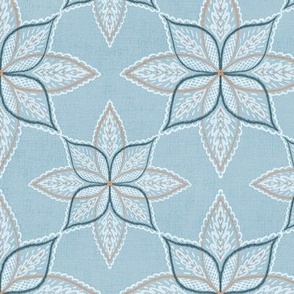 Frosted Folk Snowflakes (sky blue) 12"