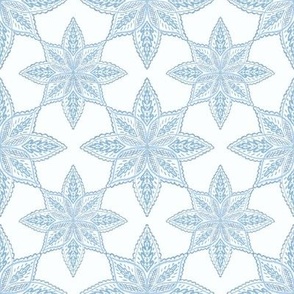 Frosted Folk Snowflakes (sky blue-silver) 8"