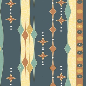 Winter Festive Art Deco Stripe Jewels- Winter 2021 - Gold Texture - Navy