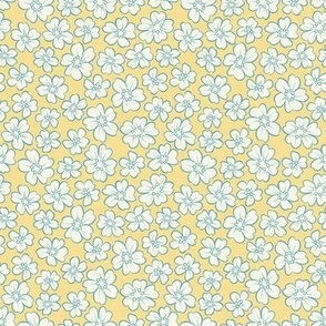 Vintage Chintz Small Flowers on Yellow Background in Rustic Cottage Style, Retro  Farmhouse Vibes, Dollhouse Wallpaper