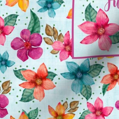 Fabric 21x18 Fat Quarter Panel for Placemat or Household Counter Mat Best Aunt in the fucking world Colorful Tropical Flowers