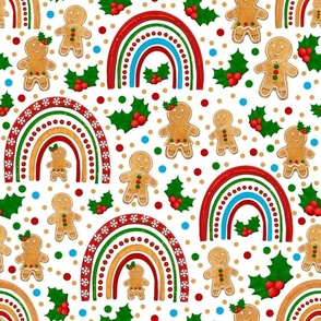 Large Scale Gingerbread Cookie Girls and Boys Rainbows Holly Berries