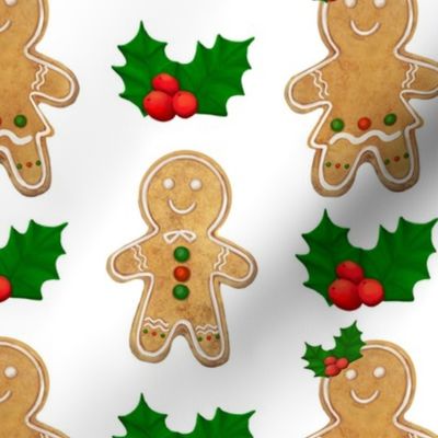 Large Scale Gingerbread Cookie Girls and Boys Holly Berries