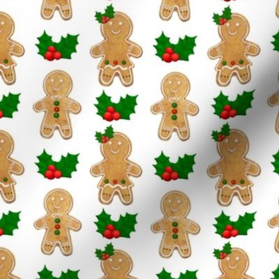 Medium Scale Gingerbread Cookie Girls and Boys Holly Berries