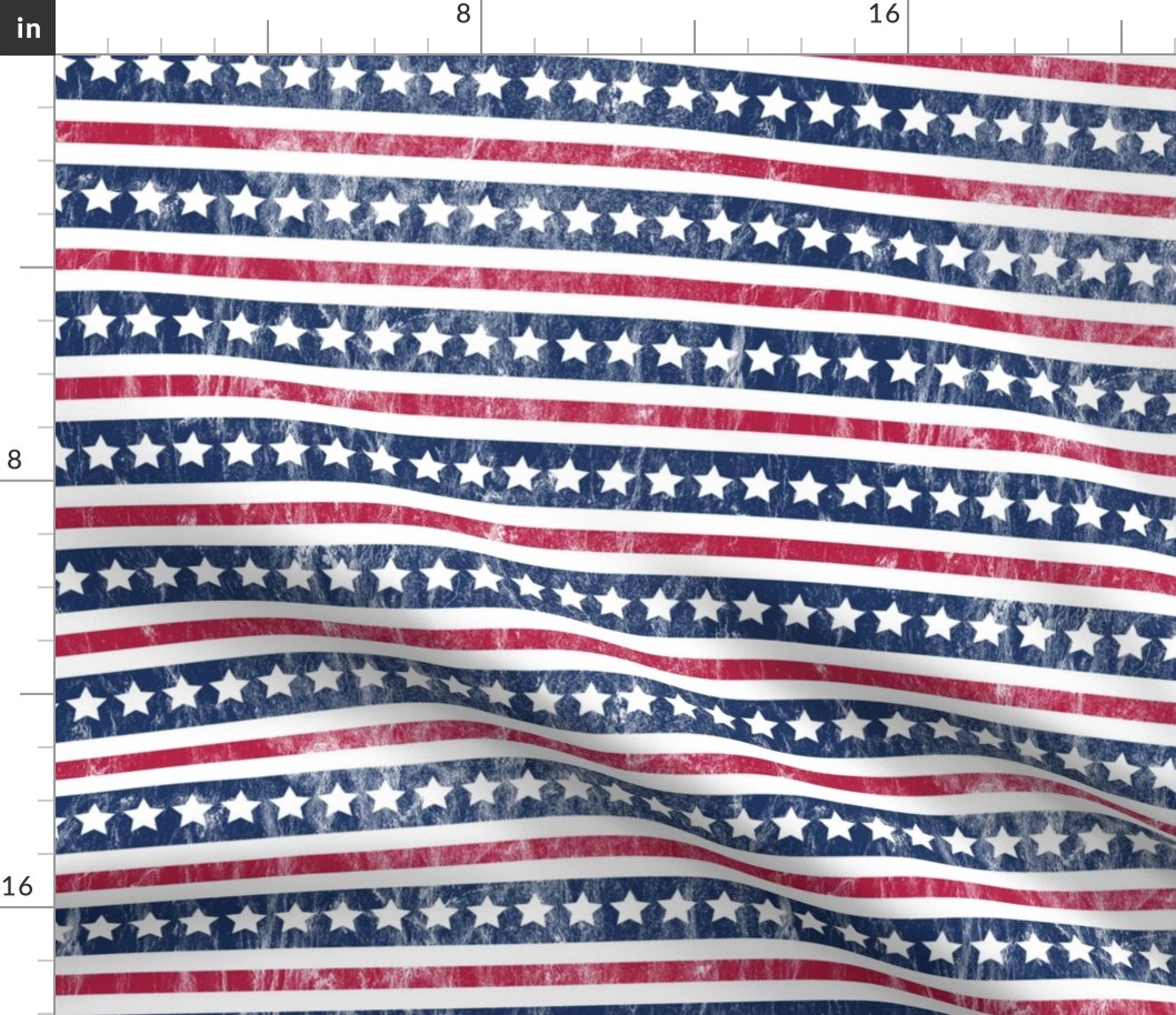 Medium Scale Distressed Red White and Blue Stars and Stripes