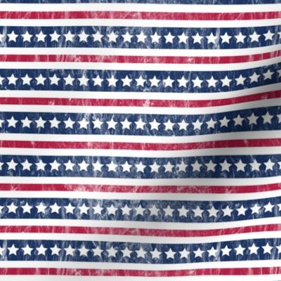 Small Scale Distressed Red White and Blue Stars and Stripes