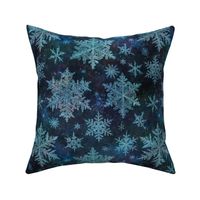small // Icy snowflake crystals on navy blue 
