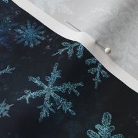 small // Icy snowflake crystals on navy blue 