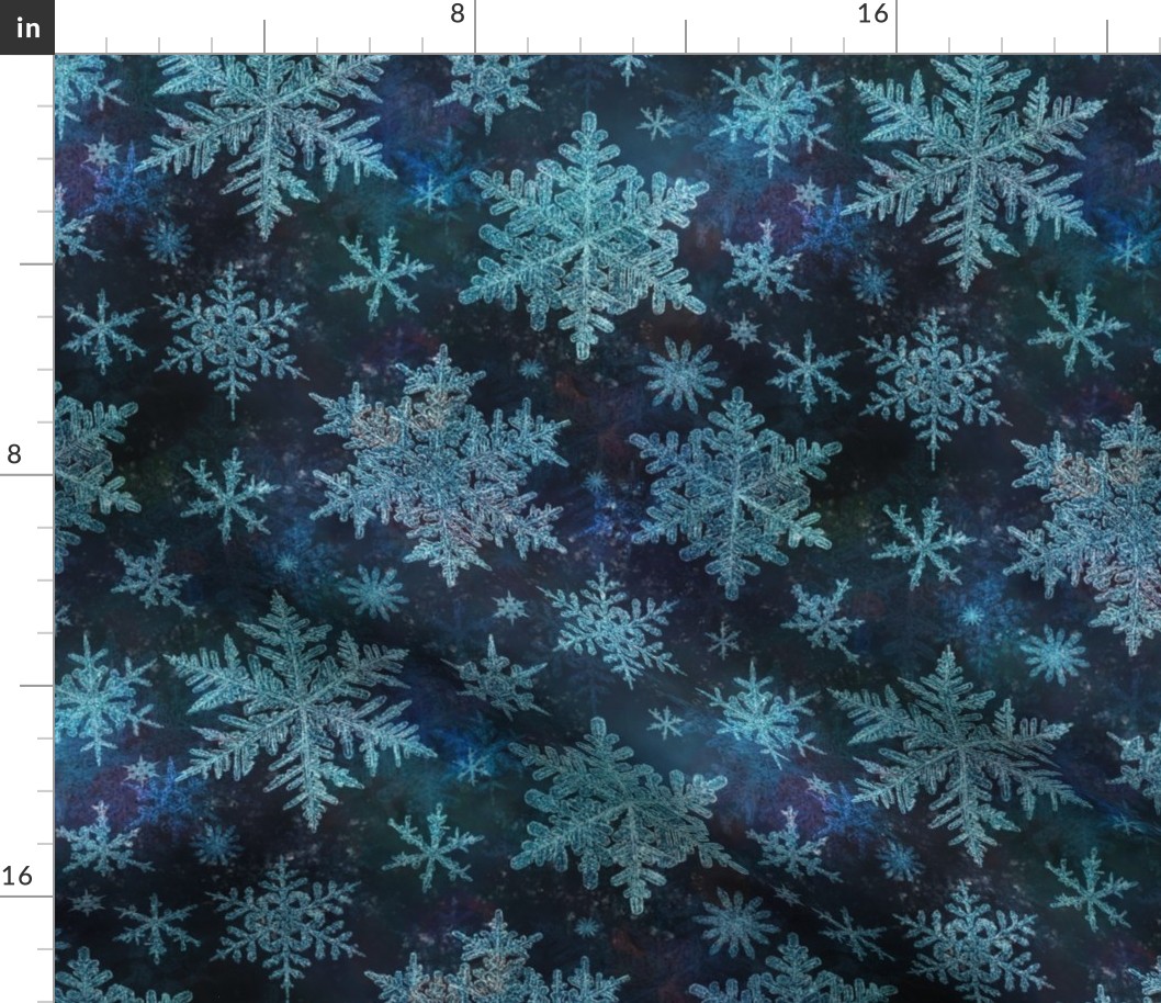 small // Icy snowflake crystals on navy blue 