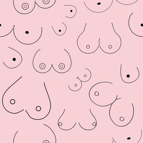 Large Scale Doodle Boobs on Cotton Candy Pink