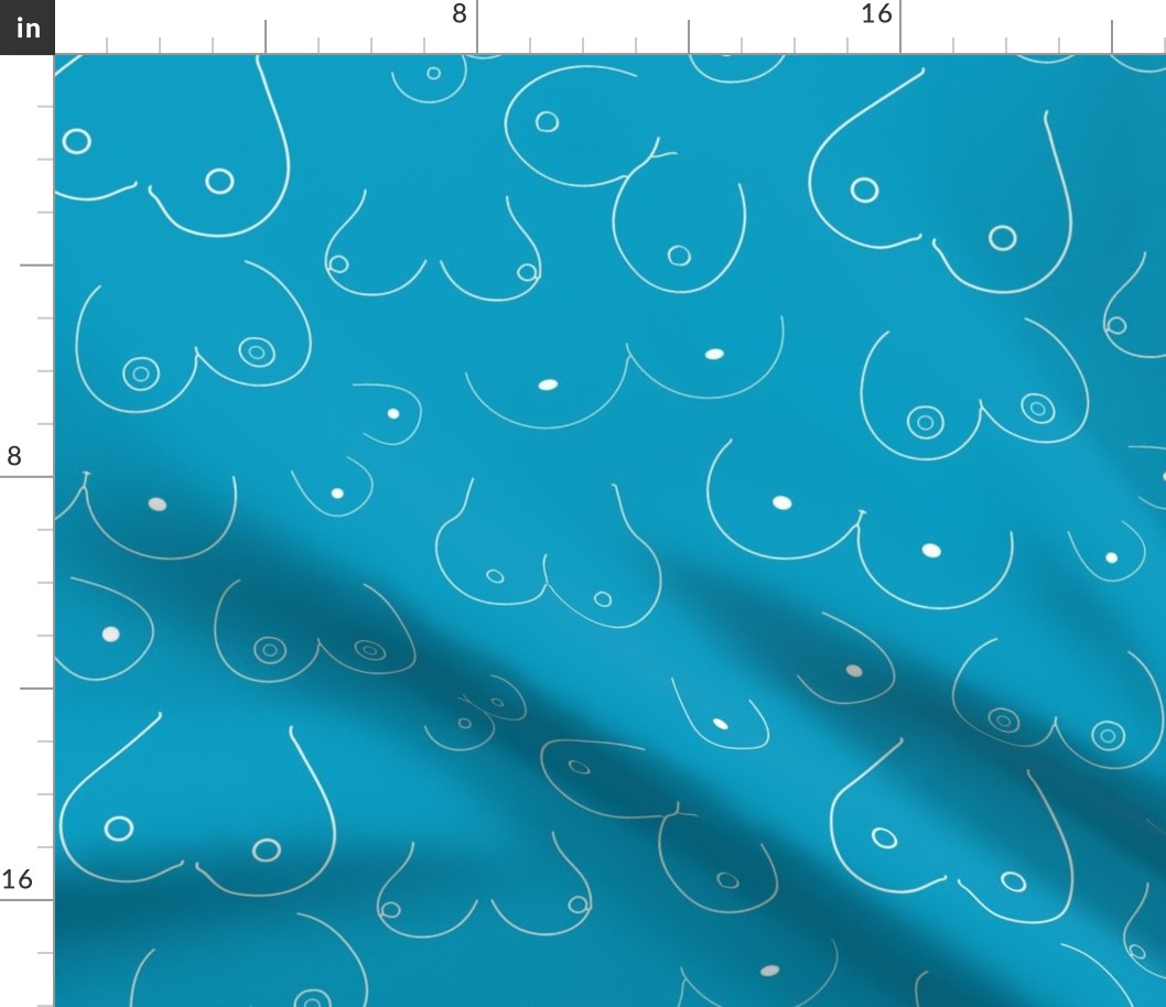 Large Scale Doodle Boobs on Caribbean Blue