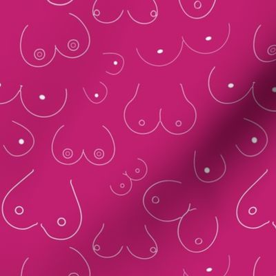 Medium Scale Doodle Boobs on Bubblegum Hot Pink