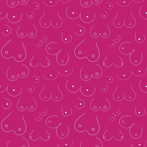 Medium Scale Doodle Boobs on Bubblegum Hot Pink